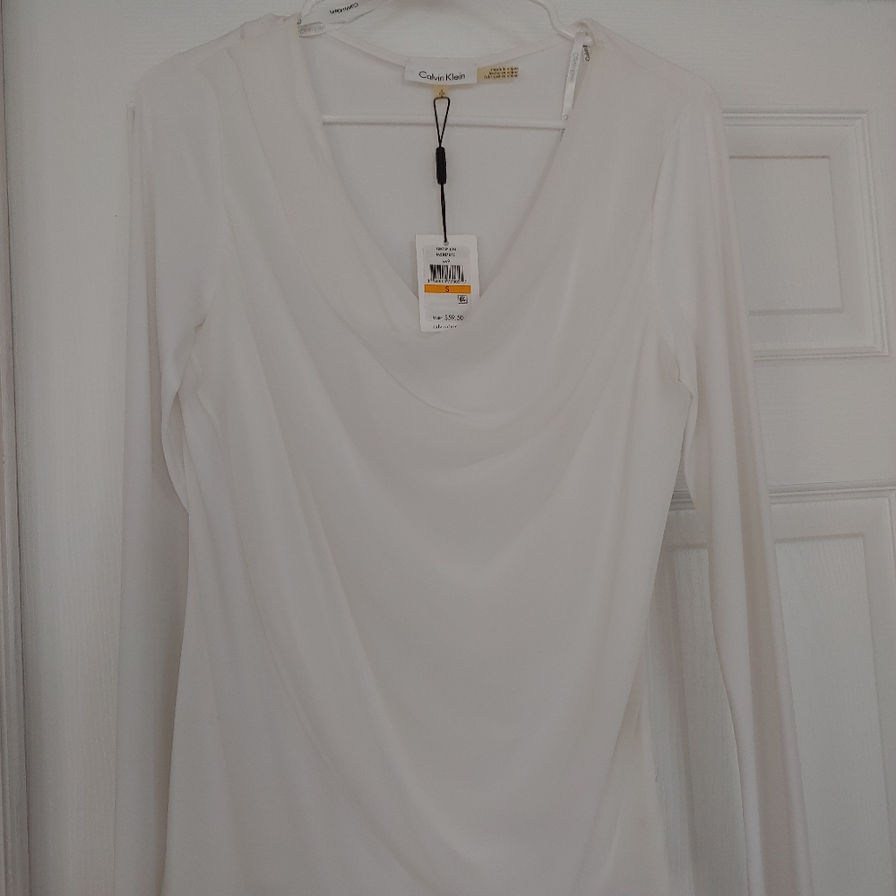 Calvin klein white cowl neck blouse